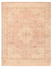 Vintage Pink Traditional 9'9" x 12'5" Hand-Knotted Oriental Wool Area Rug