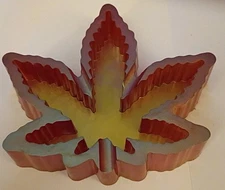 Resin Ashtray In Shape Of Marijuana Leaf. Homemade
