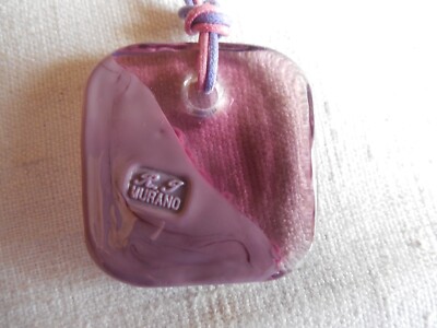Bd23- Pendentif Vintage Verre de Murano Argent Sterling 925 Plaqué Or 24K Motif AS Authentique - Montres & Bijoux