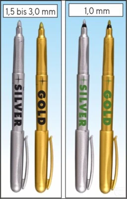 Marker Lackstift Gold / Silber 1mm oder 1,5-3,0mm lichtecht, matte Farbe