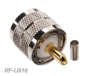 1pce Connector UHF PL259 male plug crimp RG316 RG174 LMR100 COAXIAL Right angle