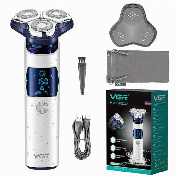 Rasoio Vgr V-328 Elettrico Uomo Barba Ricaricabile Viso Lama 3d Galleggiante Ipx