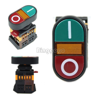 ON-OFF START STOP Push Button w Light Indicator Momentary Switch Red Green