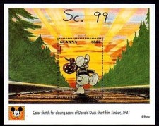 Guyana - Disney Color Sketch Mickey Mouse - Souvenir Stamp Sheet MNH