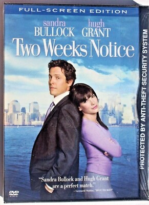 New & Sealed - Two Weeks Notice (DVD 2003 Full Frame) Hugh Grant, Sandra Bullock