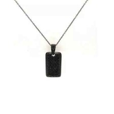 3Ct Round Cut Lab Created Dog Tag Pendant 14K Black Gold Plated Silver Gift