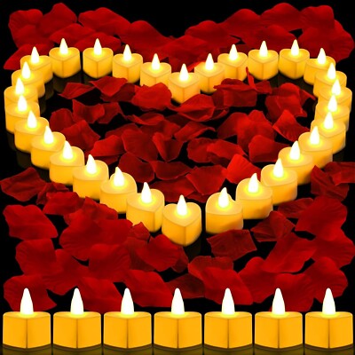 Rose Pedals and Candles Kit 3000 Packs Artificial Rose Petals for Romantic Night