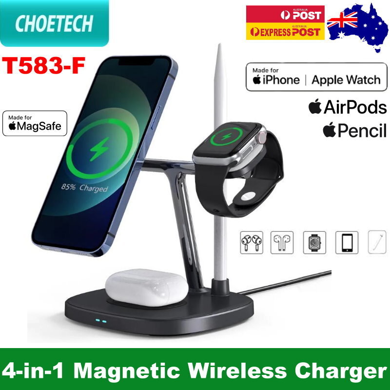 Choetech T583-F Apple 4-in-1 Magnetic Wireless Charger w/ MagSafe iPhone  iWatch