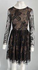 Vera Wang Collection 2014 Black Lace Long Sleeve A-Line Knee-Length Dress sz 0