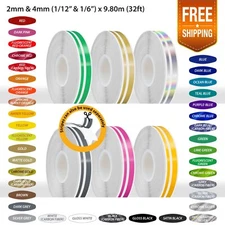 PinStriping Pin Stripe Tape Car Motorcycle Double Line Vinyl Stickers 1/2" 12mm