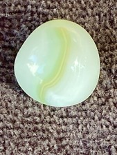vintage vitro agate marble King Oblong Shape. Green Onion Swirl .62