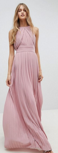 TFNC Maxi Kleid 34 altrosa rosa plissiert Brautjungfer Trauzeugin Hochzeit  NEU | eBay