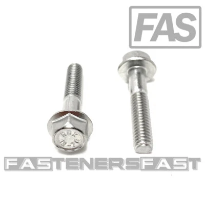 FAS (25) M6 x 1.00 x 30 Stainless Steel DIN6921 A2 Hex Flange Bolts M6x30mm Flange