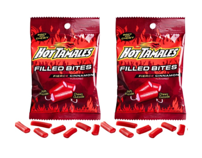 2x Bag Hot Tamales Fierce Cinnamon Flavored Soft & Chewy Filled