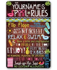 Personalized Pool Rules Signs - Metal Pool Signs for Outside Funny Pool Decor -