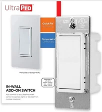 NEW! NIB UltraPro Add-On Switch QuickFit and SimpleWire In-Wall White