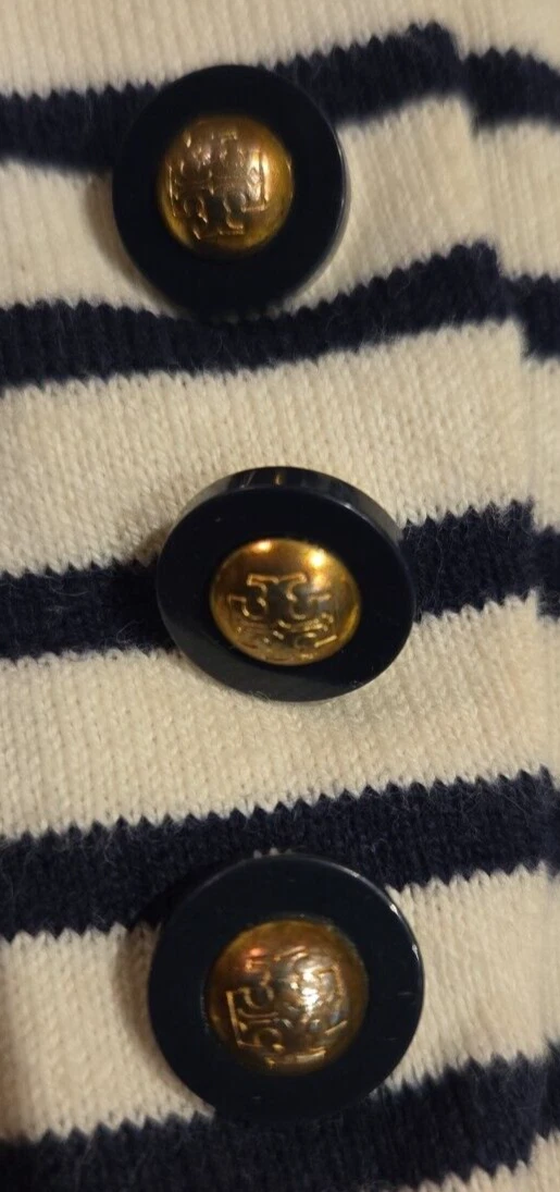 Giacca blazer TORY BURCH blu navy e bianco a righe con bottoni taglia XS