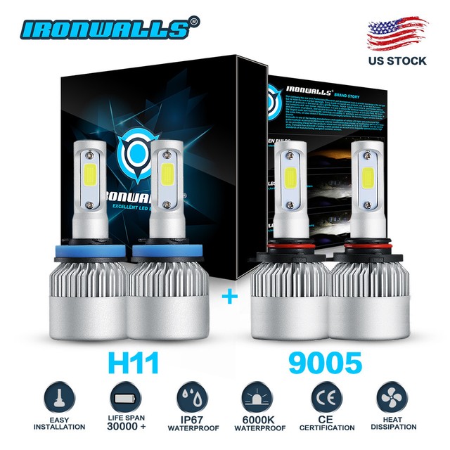 9005 H11 LED Headlight Bulb High Low Beam 6000K For Kenworth T680 T880