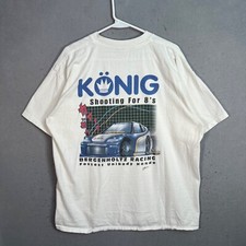 Vintage 90s Konig Wheels Honda CRX Bergenholtz Racing T-Shirt Adult XL White Men
