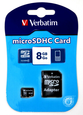 Verbatim Micro SDHC Card Class 4 8GB mit Adapter Speicherkarte