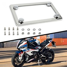 Chrome Stainless Steel Metal License Plate Frame Tag Cover With Screw Caps