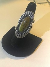 Vintage Huge Navajo S/S Green/Brown Turquoise Ring Size 8.5-8.75 ish 14gr NICE