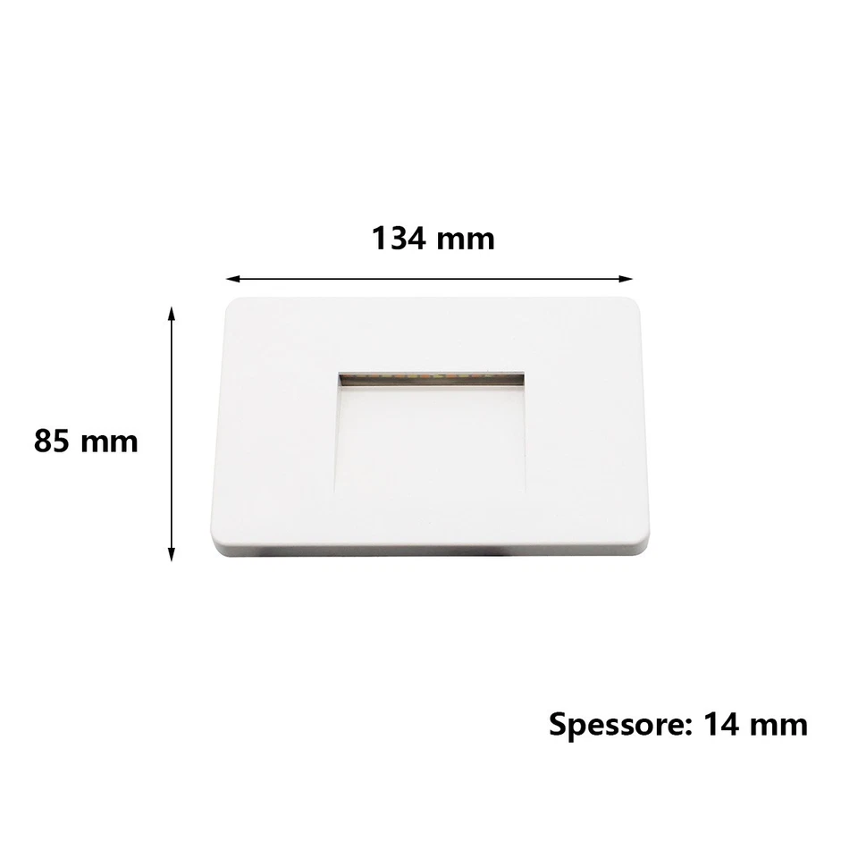 Lampada Segnapasso LED 3W 220v SWITCH da parete IP44 adatta a scatola 503 BIANCO - Immagine 4 di 4