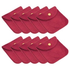 20 Pack Jewelry Pouch 3x3" Soft Velvet Pouch with Snap Button Rose Red