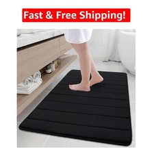 Luxurious Memory Foam Bath Mat 44x32 - Soft, Quick Dry  Washable  Black