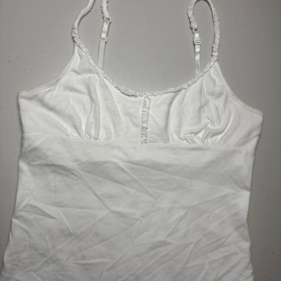 Camiseta sin mangas Y2K ajustada SO Wear It Declare It blanca con ribete de encaje cami Foto 3 de 4