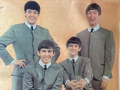 The Beatles 1964 Vintage Poster Printed Signatures Poor CondVery