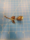 Vintage Gold Tone Rose Flower Brooch Giovani Costume Jewelry Pin 3"