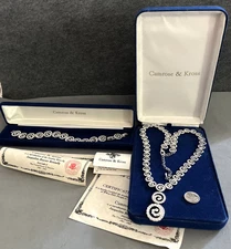 JBK Jackie Kennedy Camrose & Kross Crystal Swirl Link Bracelet Necklace NIB Mint