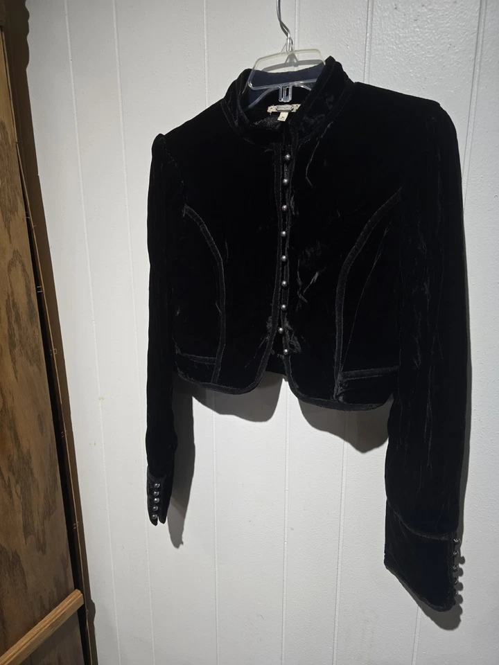 Chaqueta Bolero Whimsigoth Steampunk Bruja Medieval Renacimiento Terciopelo Recortado M Foto 3 de 4