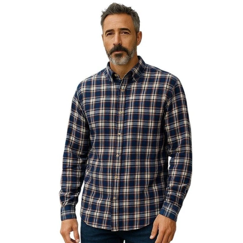 Ralph Lauren Chaps Blue Plaid Button Down Shirt 2XL Long Sleeve Classic Flannel