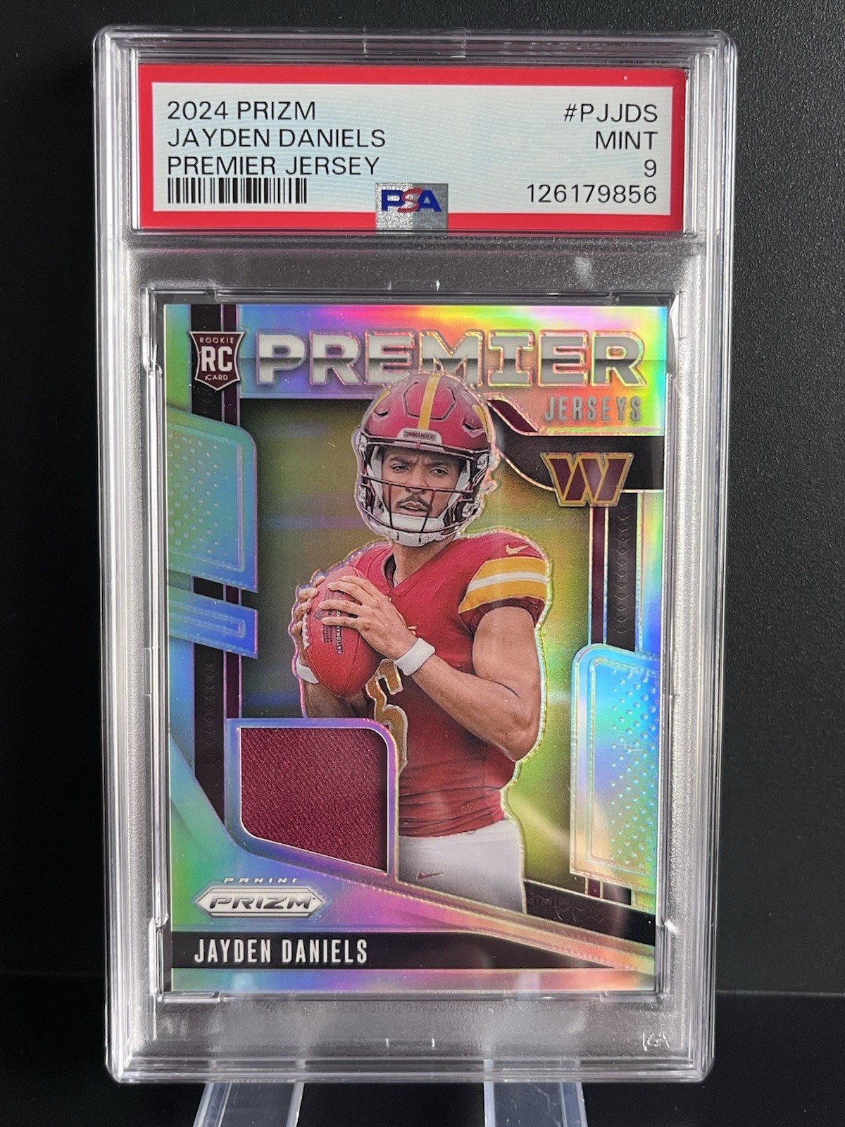 2024 Prizm Jayden Daniels Premier Jersey Silver Prizm Commanders Rookie Psa 9