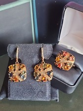 Rozgwiazda Pozłacane srebro 925 Wiele kamieni szlachetnych Zestaw Kolczyki i pierścionek Rozmiar 7 Bez metki