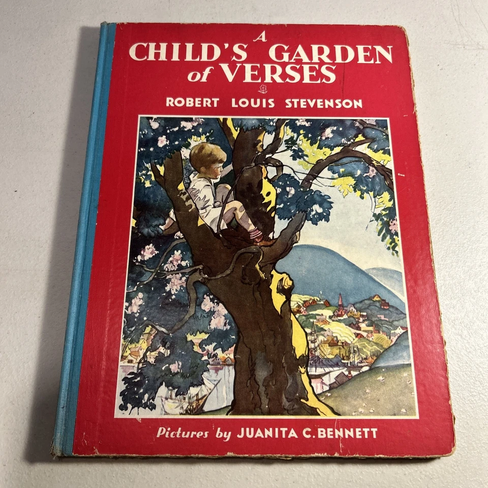 A Child's Garden of Verses by Robert Louis Stevenson HC + Picture Book VTG 1932 - Image 2 of 4