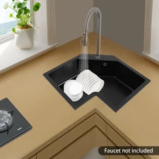 Undermount Flushmount Corner Kitchen Sink Irregular Kitchen Sink w/ Strainer