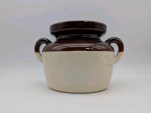 Vintage McCoy Brown Pottery Crock/Bean Pot with Handles #341, USA-1970s