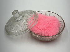 Vintage Avon Glass Powder Jar With Lid and Pi...