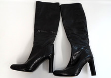 PATRICK COX VINTAGE BLACK LEATHER MOCK CROC KNEEHIGH PLATFORM BOOT UK 4