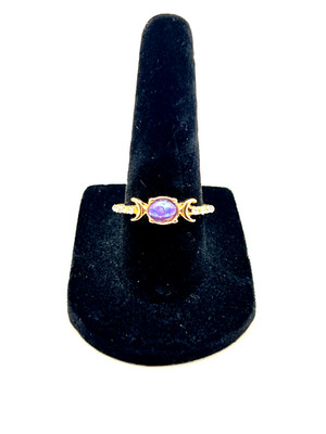 NEW WOMENS UNIQUE SZ 7 MOON PURPLE BOHO GOLD COLORED RINGS