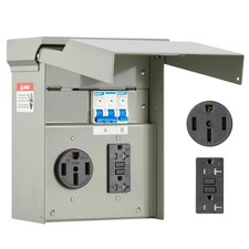VEVOR Temporary Power Outlet Panel, RV Electrical Breaker Box with Prewired 50