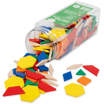 Plastic Pattern Blocks | Set of 250 | Math Manipulative for Fractions, Symmetry,