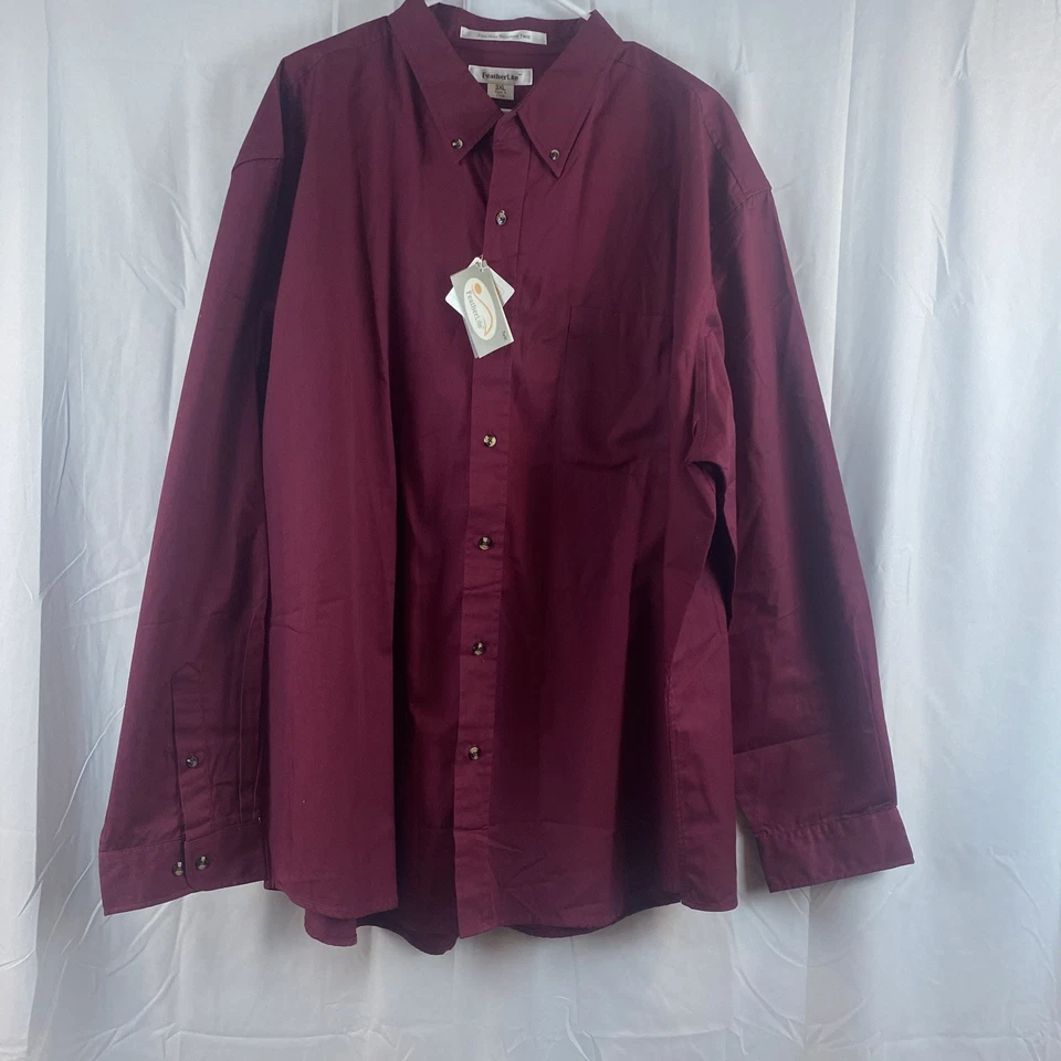New Men’s Size 3XL Featherlite Stain Resistant Twill Maroon Long Sleeve - Image 2 of 4