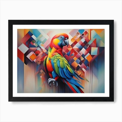 Papagei Kunstdruck gerahmt Wandbild Poster Leinwanddruck Bild