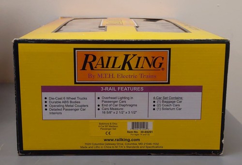 MTH 30-69291 O Baltimore & Ohio 4 Car Madison Passenger Set EX/Box - Picture 5 of 5