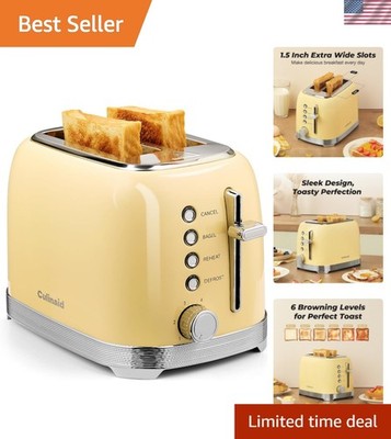 Toaster 2 Slice Retro Stainless Steel, Yellow