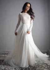 Wear Your Love Zoey Scoop Back Wedding Dress, soft white, fully lined bodice.